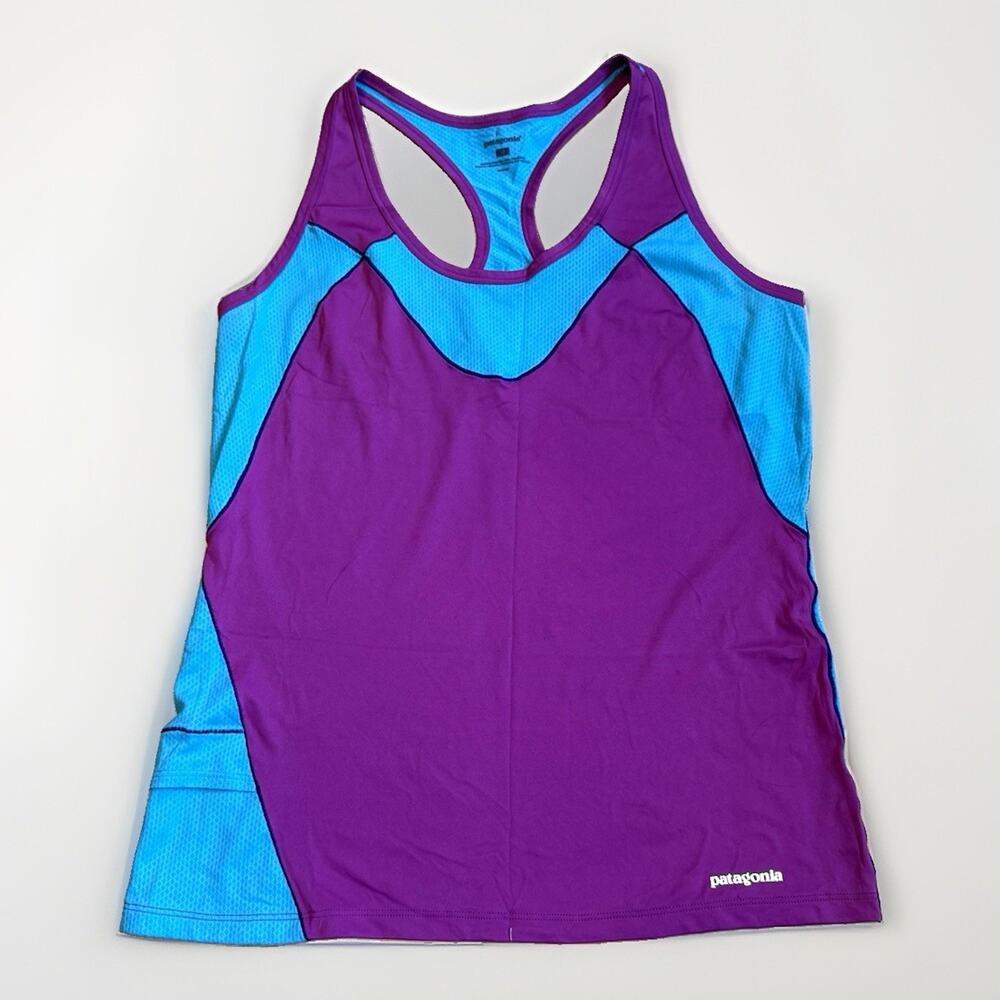 Vintage Patagonia Women's M Purple Blue Colorblock Racerback Tank Side Pocket